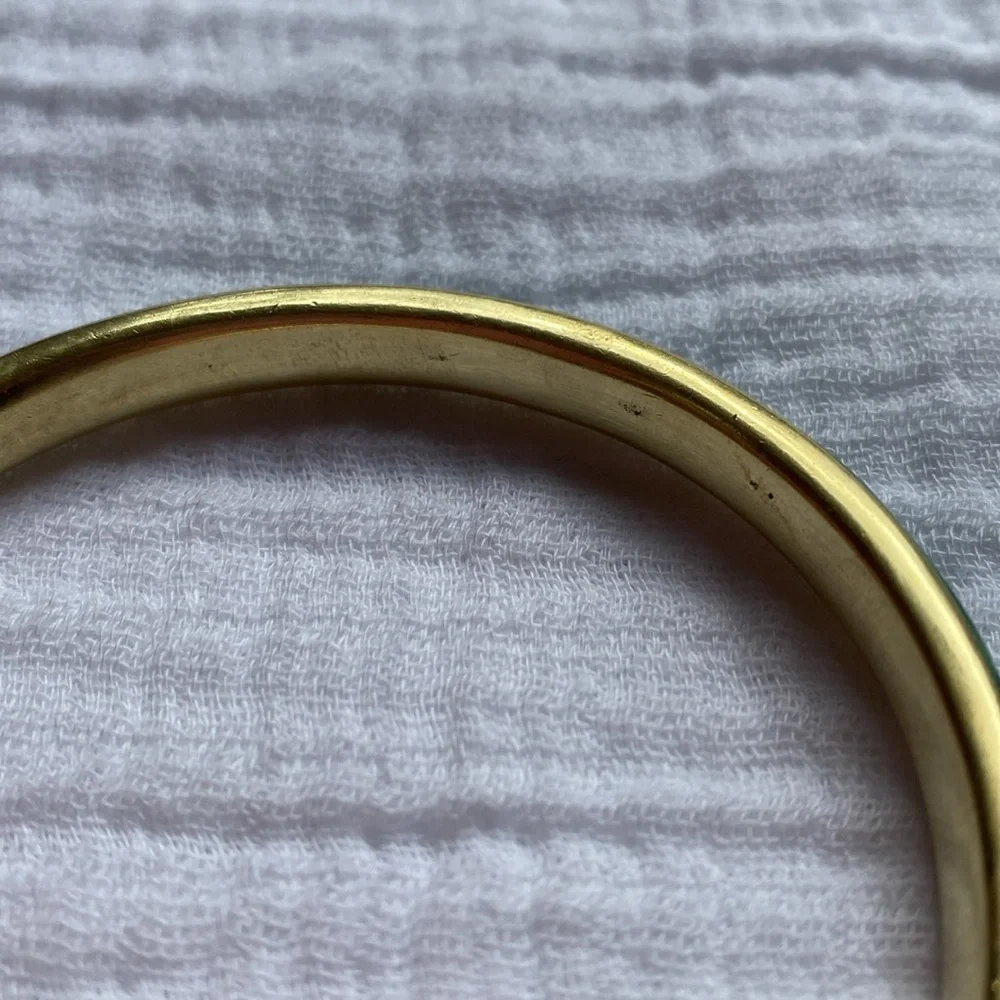 Malachite Brass Bangle Green Vintage Gold‎ Bracelet - Picture 17 of 17